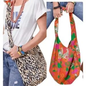 CAbi Reversible Leopard Sling Canvas Tote Bag 100% Cotton 5992